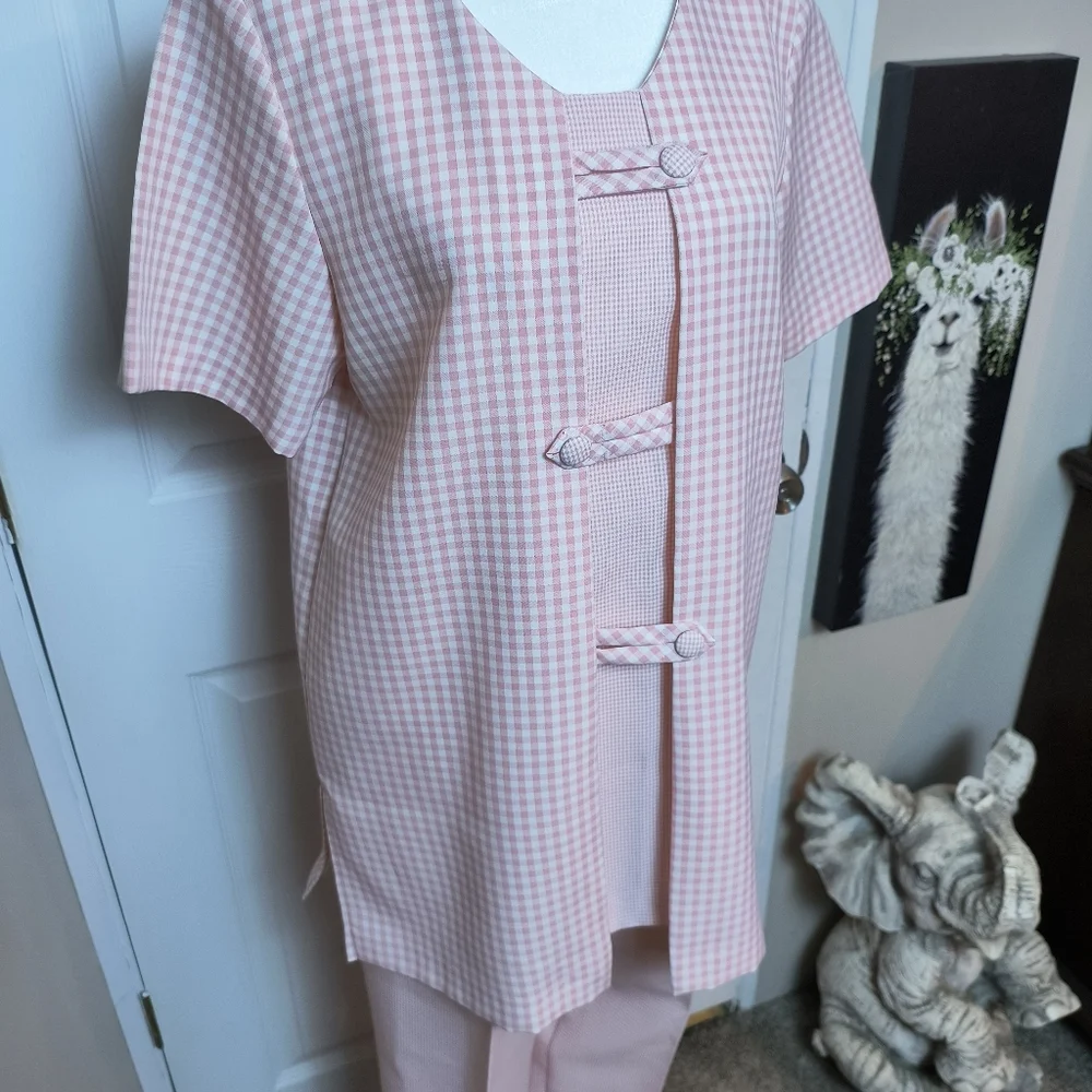 Vintage Willow Ridge Cottagecore modest Pink Gingham 2 Piece Set Size 8 - Picture 2 of 13